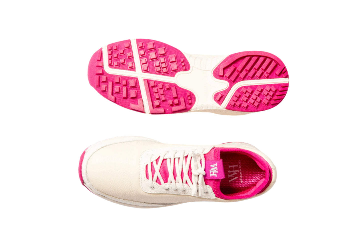 W&H Lynx - Deerskin Women's Golf Shoes in White and Pink