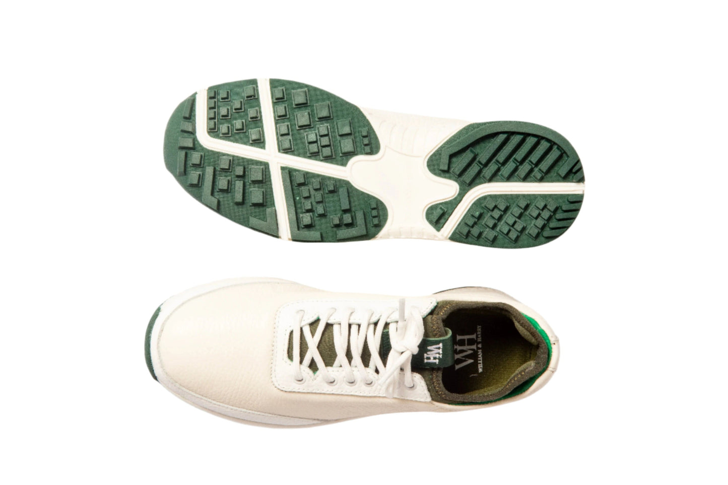 W&H Lynx - Deerskin Women's Golf Shoes in White and Green