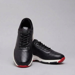 Ace Deerskin Golf Shoe - Black and Red