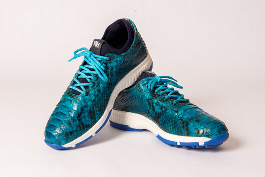 Luxurious Hand-Painted Exotic Python Golf Shoes for Men Available Soon - Pre-Order Yours Now