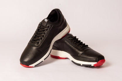 W&H Deerskin Ace Men's Performance Golf Shoes in Black & Red