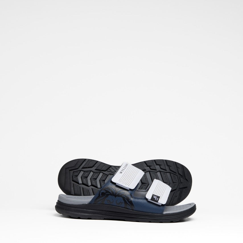 Men's Dual-Strap Recovery Slide White & Navy