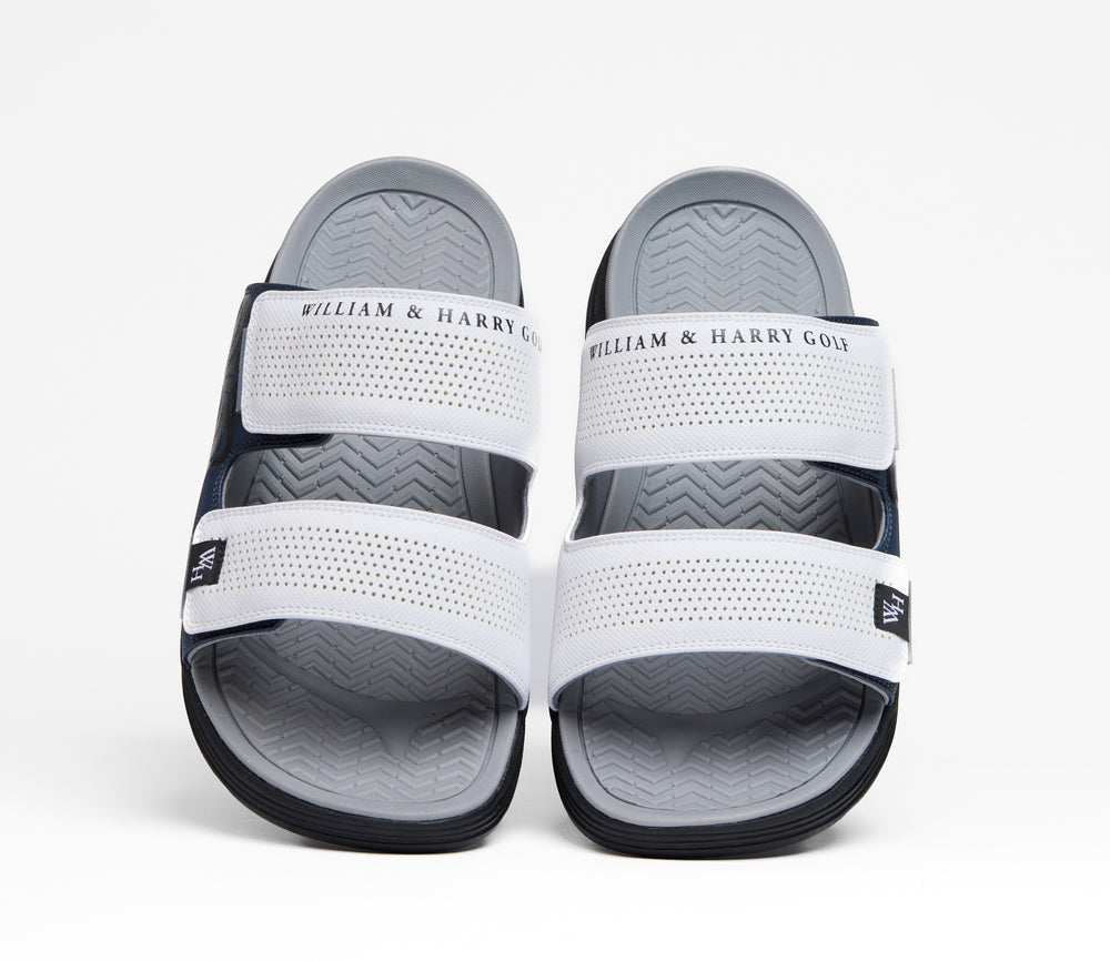 Men's Dual-Strap Recovery Slide White & Navy
