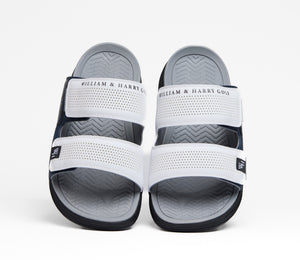 Men's Dual-Strap Recovery Slide White & Navy
