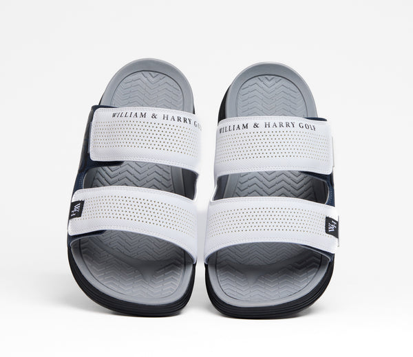 Men's Dual-Strap Recovery Slide White & Navy