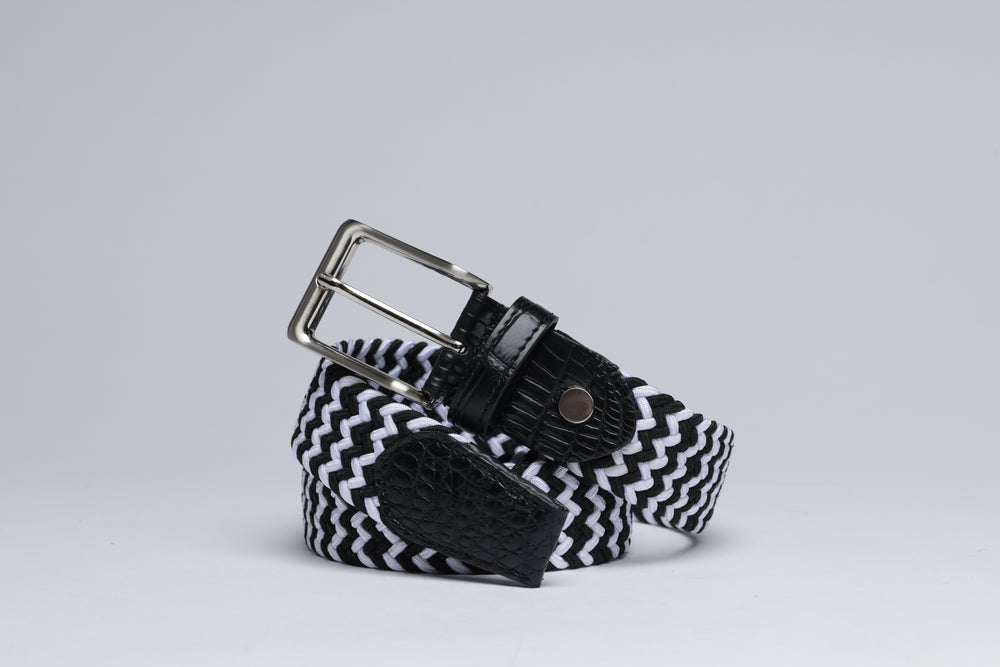 Braided Fabric Stretch Belts with Alligator End Caps - Men
