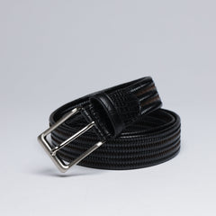 Leather Woven Belts with Alligator End Caps - Unisex