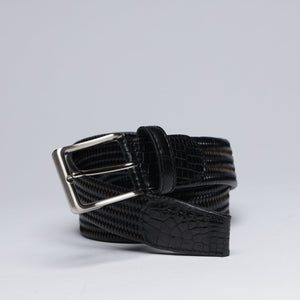 Leather Woven Belts with Alligator End Caps - Unisex