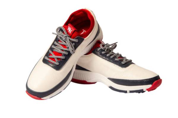 W&H Ace Deerskin Men's Golf Shoes in Red, White & Blue