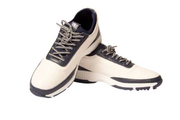 W&H Ace - Deerskin Men's Golf Shoes in White and Navy