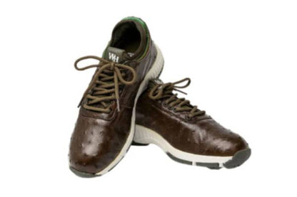 W&H Eagle - Ostrich Skin Men's Golf Shoes in Olive