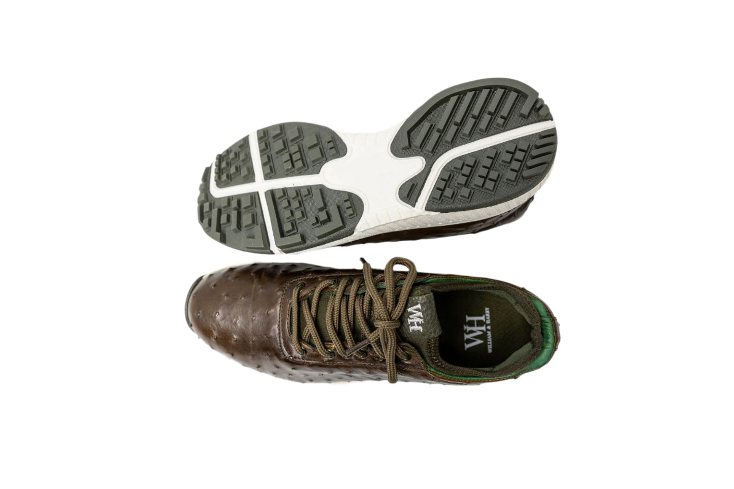 Men's Eagle Ostrich Skin Golf Shoes in Olive | William and Harry