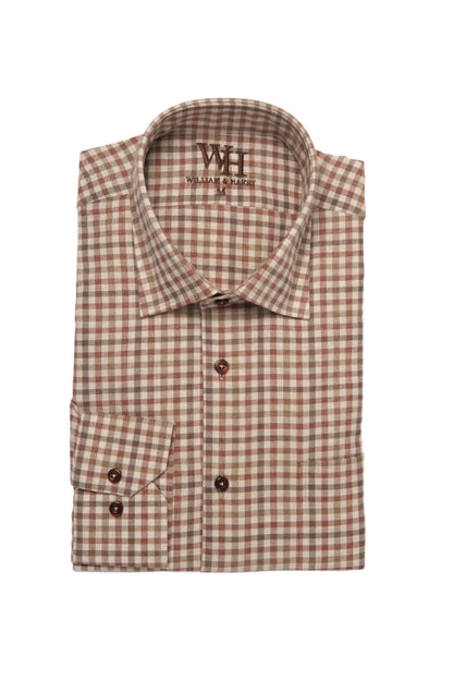 W&H Men's Long Sleeve Button Up Cotton Sports Shirts - Red Gingham