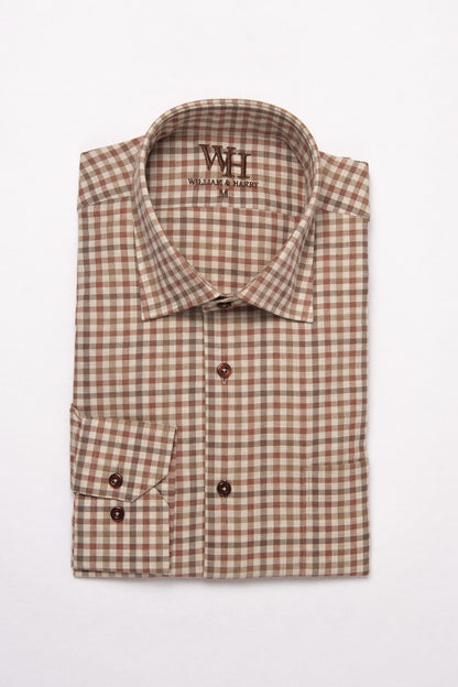 W&H Men's Long Sleeve Button Up Cotton Sports Shirts - Red Gingham