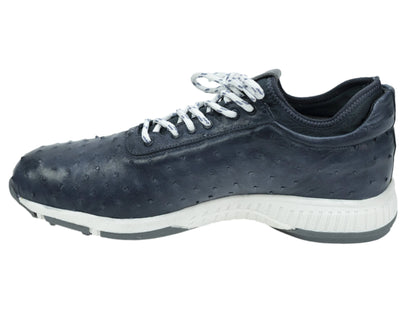 Luxurious Hand-Painted Exotic Ostrich Skin Golf Shoes for Men in Gray Available Soon - Pre-Order Yours Now