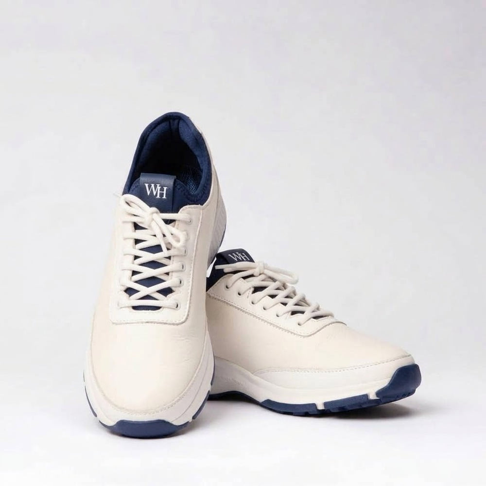 Ace Deerskin Golf Shoe - White and Navy
