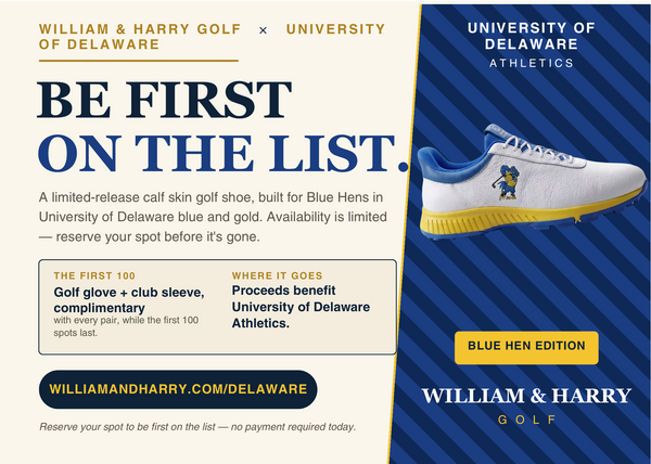 Blue Hen Edition Delaware Calfskin Golf Shoe - University of Delaware x William and Harry