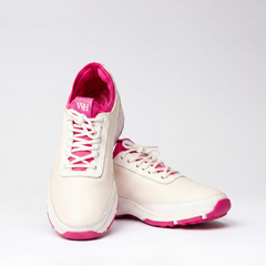 Lynx Deerskin Golf Shoe - White and Pink