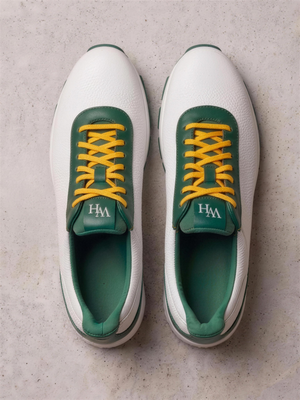 White & Green Calfskin Golf Shoe - top down pair