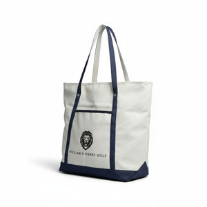 White & Navy Tote Bag